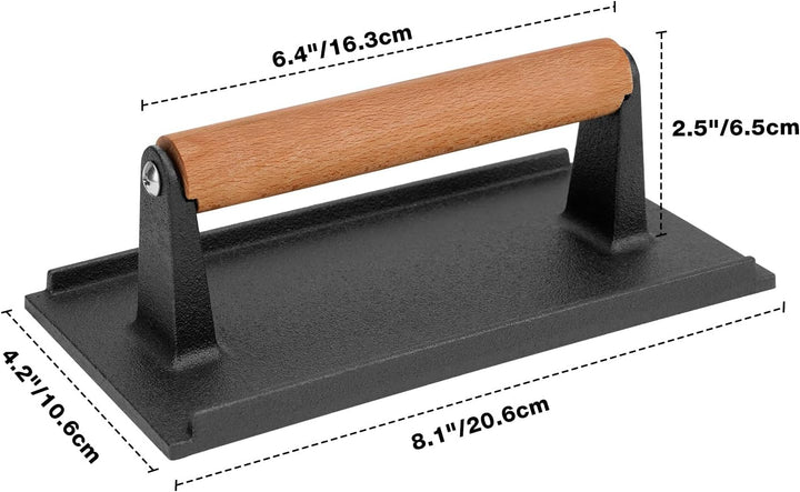 Onlyfire 1kg Gusseisen Burgerpresse mit Holzgriff | Burger Smasher, Smashed Burger Presse für Gleich