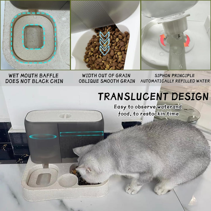 kathson automatischer Futter- und Wasserspender für Katzen, Futterspender für Katzen mit grosser Kap