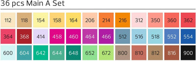 Stylefile Marker 36er Main A Set Beige/Black/Blue/Brown/Coral/Green/Ivory/Orange/Pink/Purple/Red/Tur