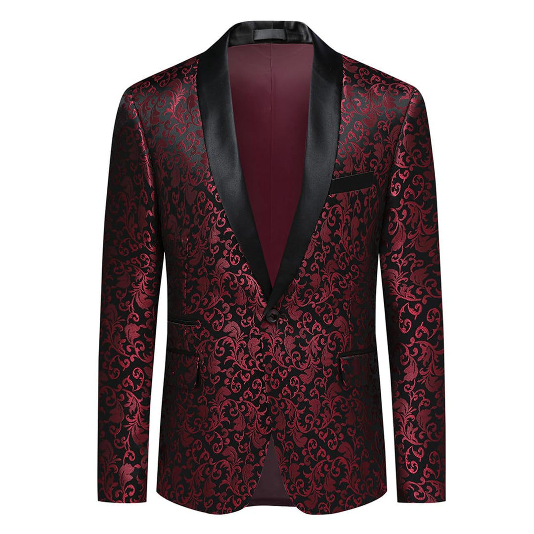 Allthemen Sakko Herren Slim Fit Jacquard Bunte Sakko Casual Blazer Glitzer Smokingjacke Anzugjacke f