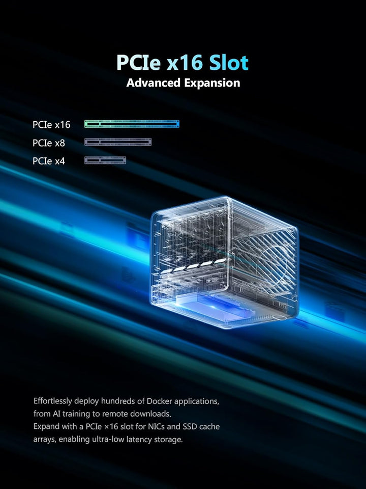 MINISFORUM N5 Pro 5-Bay Desktop NAS, Ryzen AI 9 HX Pro 370 12C/24T CPU, ECC-Unterstützung, 128GB SSD
