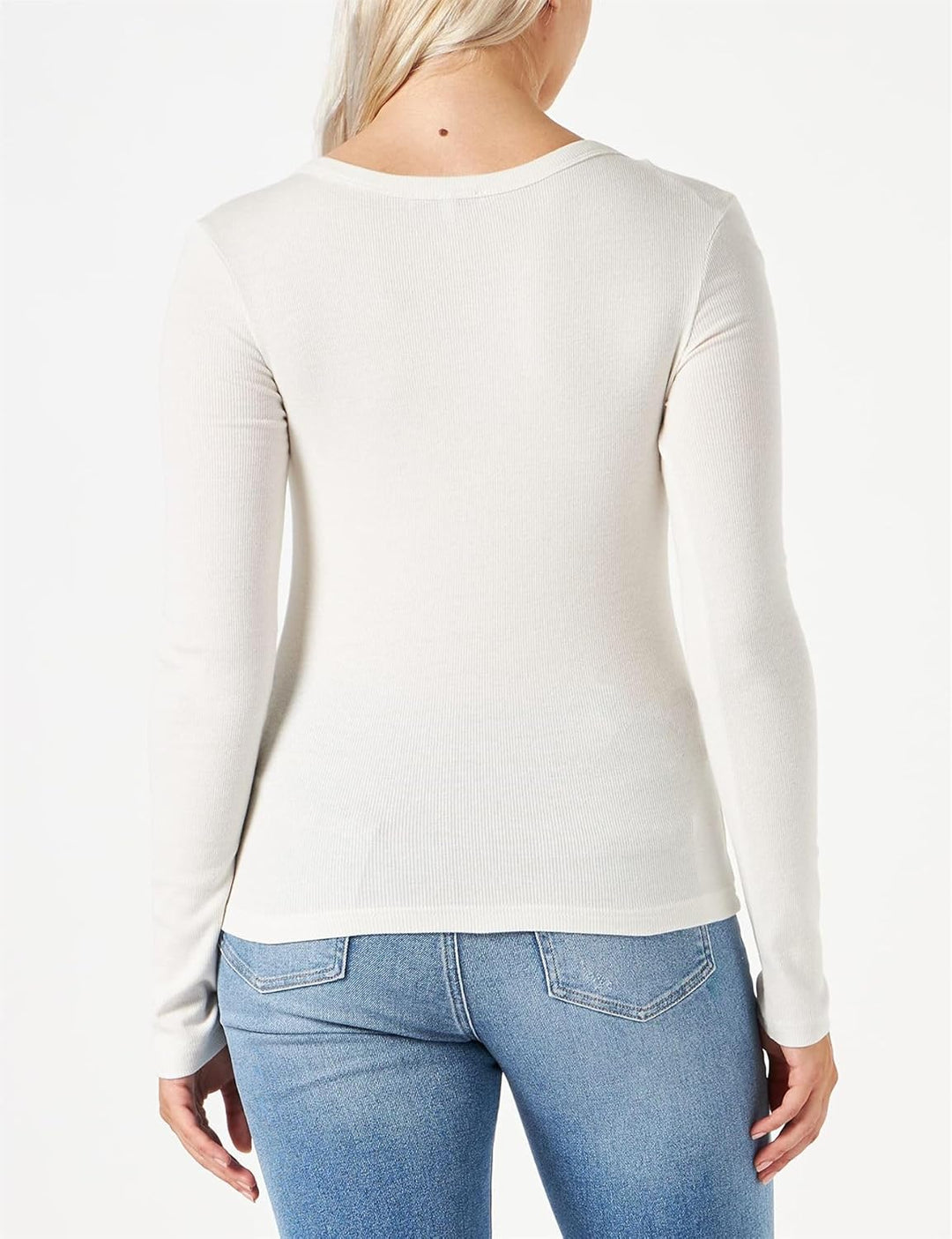 Tommy Hilfiger Damen Slim Modal Rib Henley Long SLV Andere Strickoberteile 3XL Ecru, 3XL Ecru