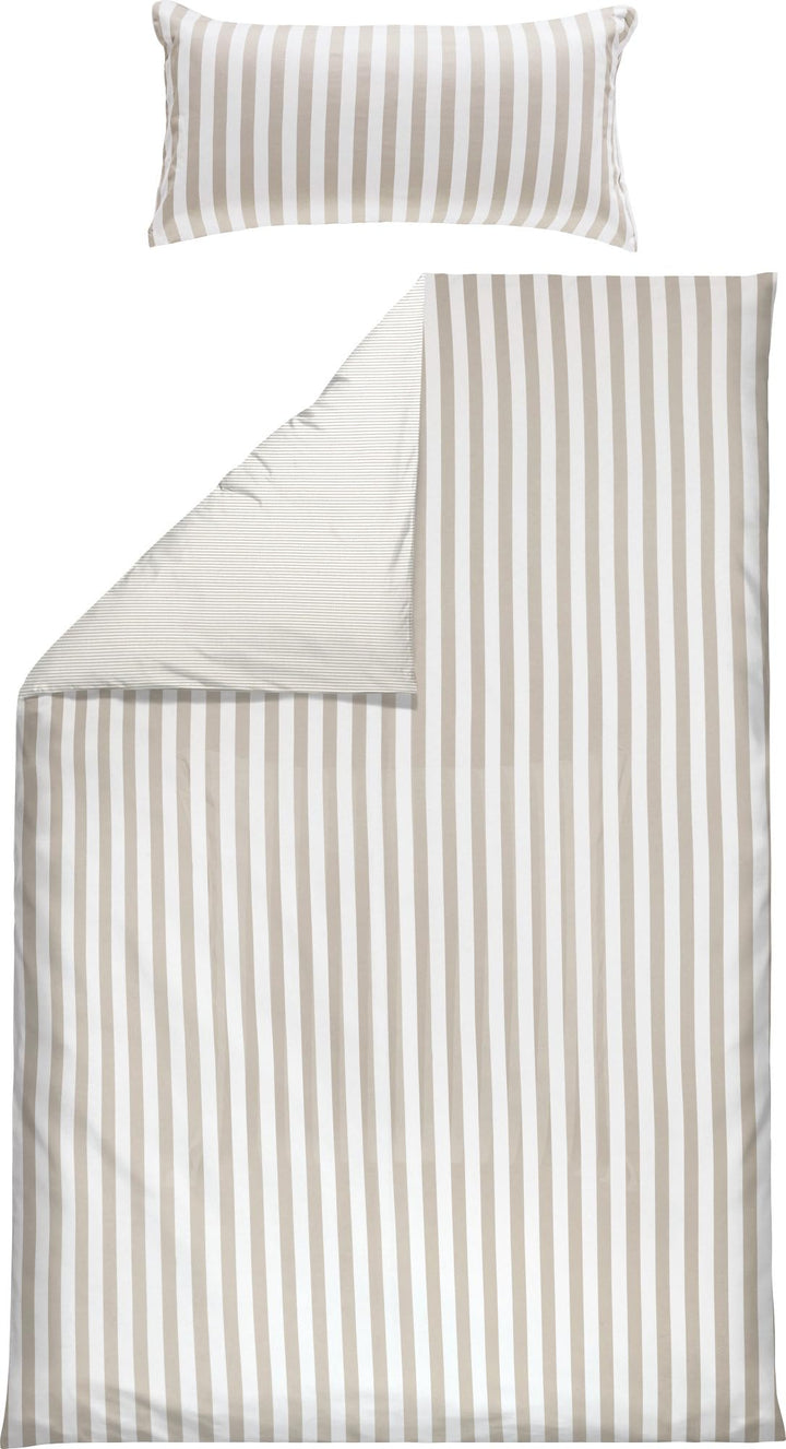 Erwin Müller Wende-Bettwäsche, Bettbezug, Kissenbezug Single-Jersey Streifen Taupe-weiss Grösse 135x