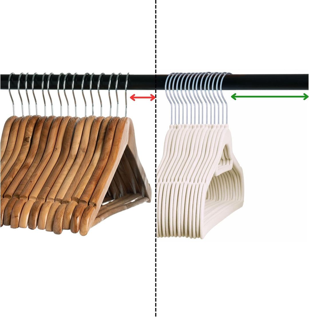 OGIVO Samt Kleiderbügel - 50er Set - rutschfest Bügel für Ihren Garderobe - kleine Stange für Krawat