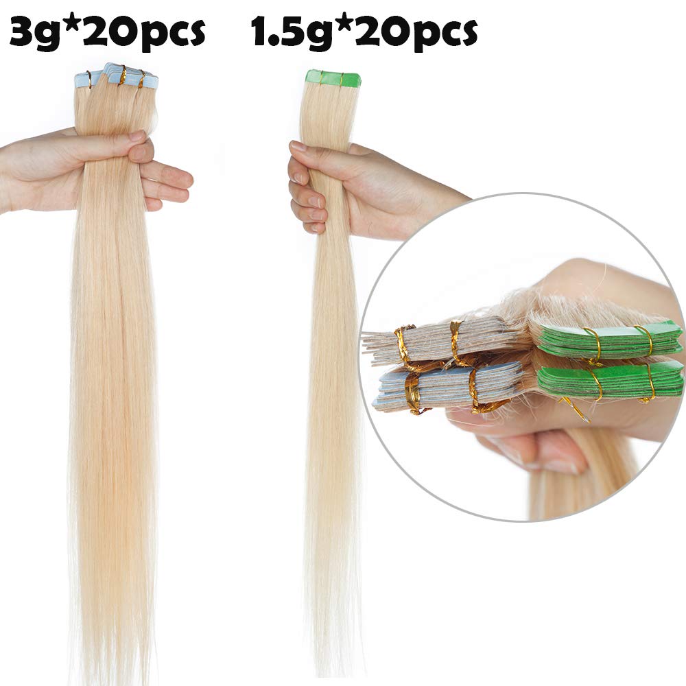 SEGO Tape Extensions Echthaar Haarverlängerung Klebeband 20 Tressen 60G/Set 100% Remy Human Haar Ban