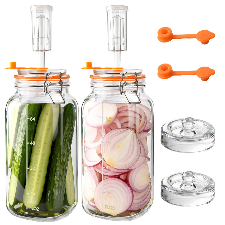 YBCPACK Fermentiergläser 2L mit Gärventil & Glasgewicht – grosses Einmachglas/Fermentationsglas Star