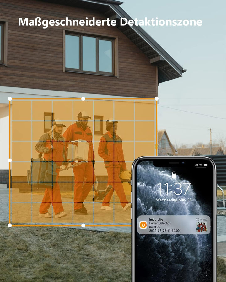 Imou 2K/3MP Überwachungskamera Aussen, WLAN IP Kamera Outdoor mit 30m Nachtsicht, AI Personenerkennu