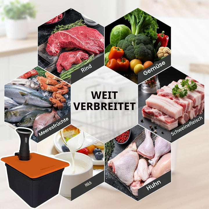 Sous Vide Behälter 12L, Sous Vide Container mit Silikonhülle & Rack für Meisten Sous Vide Garer, Mul