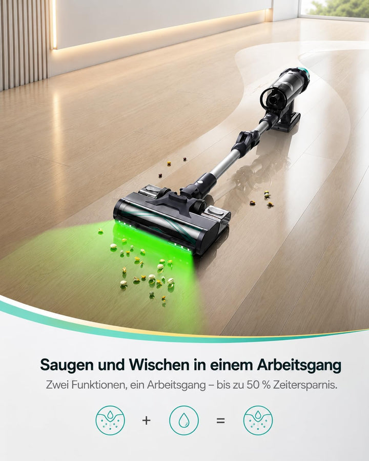 Vexilar V15Max Akku Staubsauger 60KPa mit Wischfunktion &amp; Knickrohr | 600W/65KPa Saugkraft, 60 Min L
