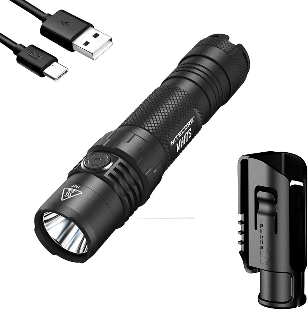 Nitecore LED Taschenlampe MH10S - Leuchtleistung max. 1.800 Lumen - 131 mm lang - Per USB-C aufladba
