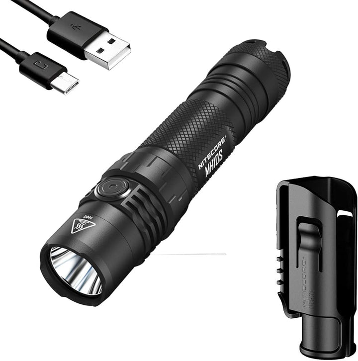 Nitecore LED Taschenlampe MH10S - Leuchtleistung max. 1.800 Lumen - 131 mm lang - Per USB-C aufladba