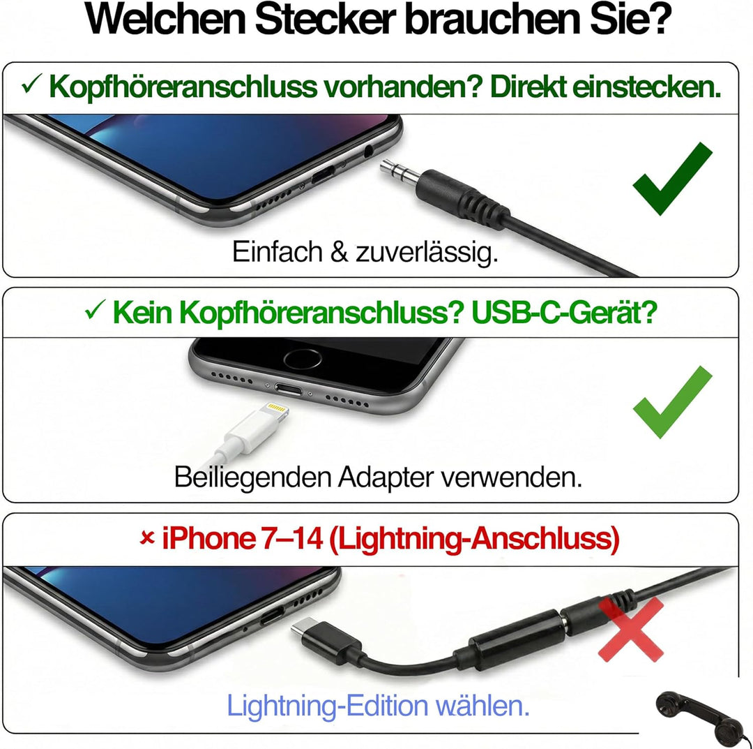 Opis 60s Micro - Retro Handyhörer für Android Smartphones, Tablets, Notebooks und Handys in der Form