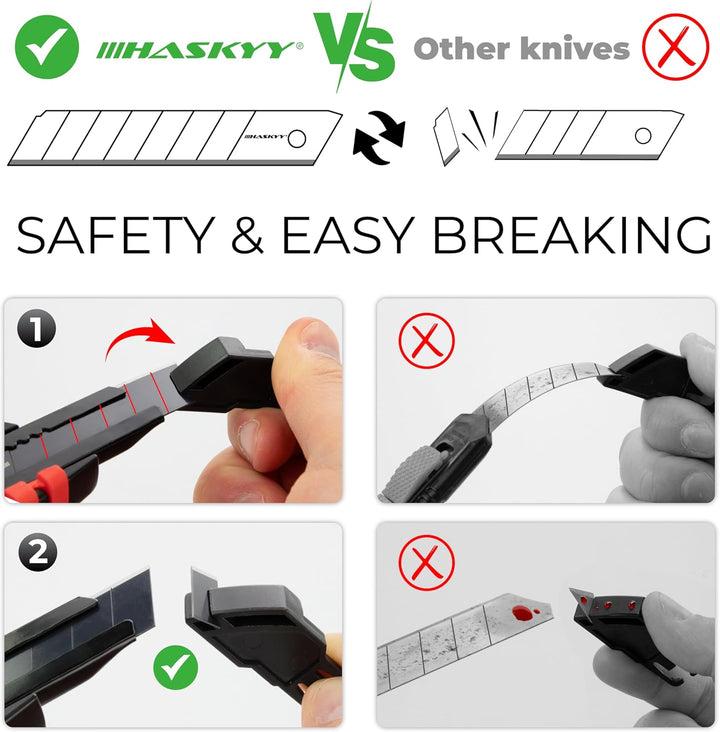 HASKYY Cuttermesser Teppichmesser Universal Professional Set 5x Cutter Messer 18mm mit Extra scharfe