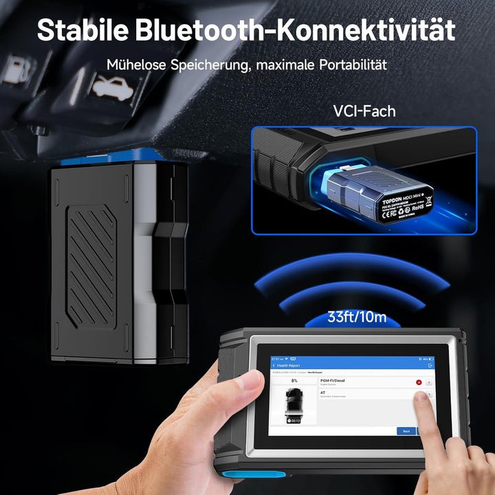 TOPDON ArtiDiag800 BT - OBD2 Batteriebetrieben Diagnosegerät für alle Fahrzeuge, KFZ mit Full System
