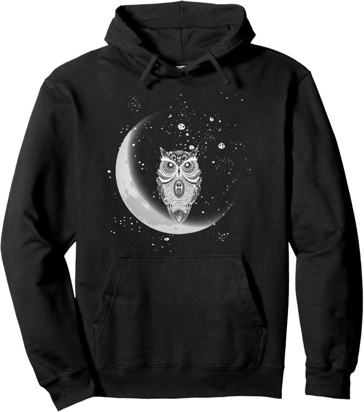 Eulen Nachteulen Eule Bei Nacht Auf Mond Bei Nachthimmel Pullover Hoodie