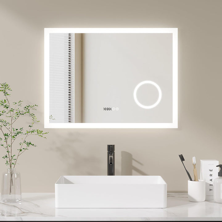 AQUABATOS® 80x60 cm Badspiegel mit Beleuchtung badezimmerspiegel Lichtspiegel LED Wandspiegel, Doppe