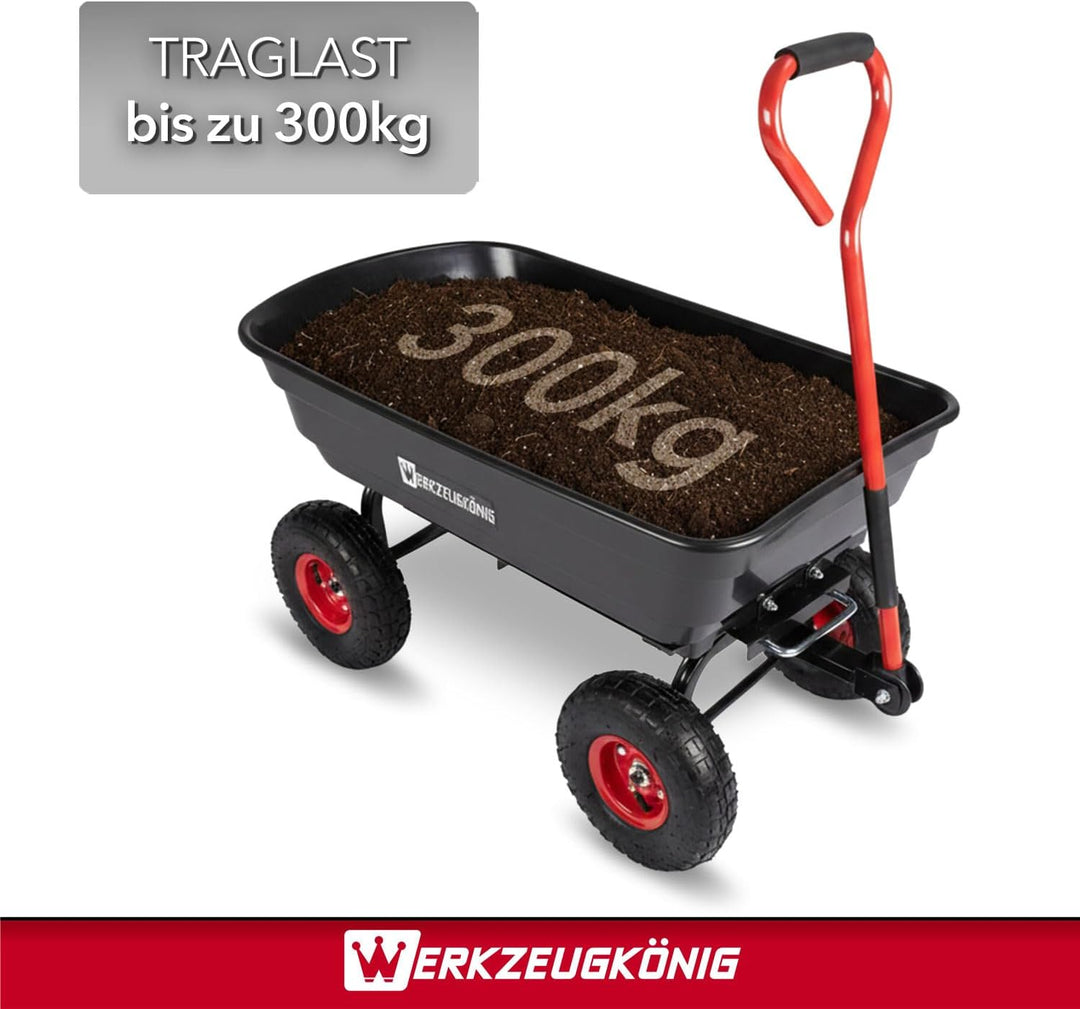 Gartenwagen WK-GW01, Transportwagen, Metall, Schwarz, 102x53x49 cm, 300 kg Tragkraft