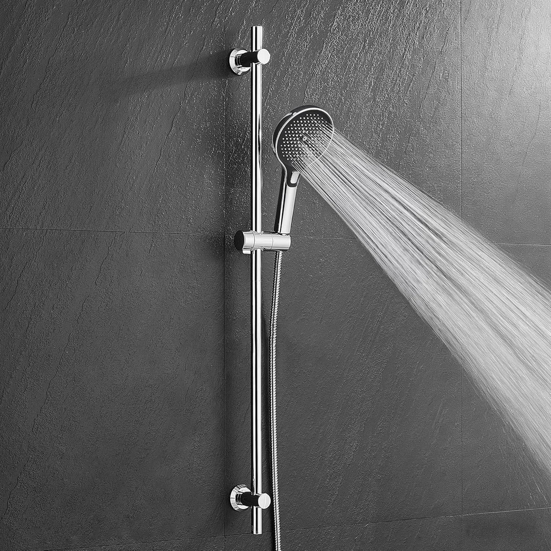 Görbach Duschstange 100 cm Edelstahl Brausestange, Chrom | flexibel 30–94 cm verstellbare Wandhalter