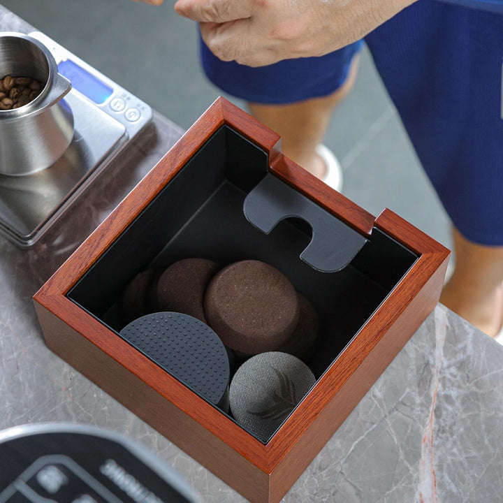 Rosewood Espresso Knock Box - Kaffeepuckeimer mit stossdämpfender Stange & rutschfestem Boden | Prem