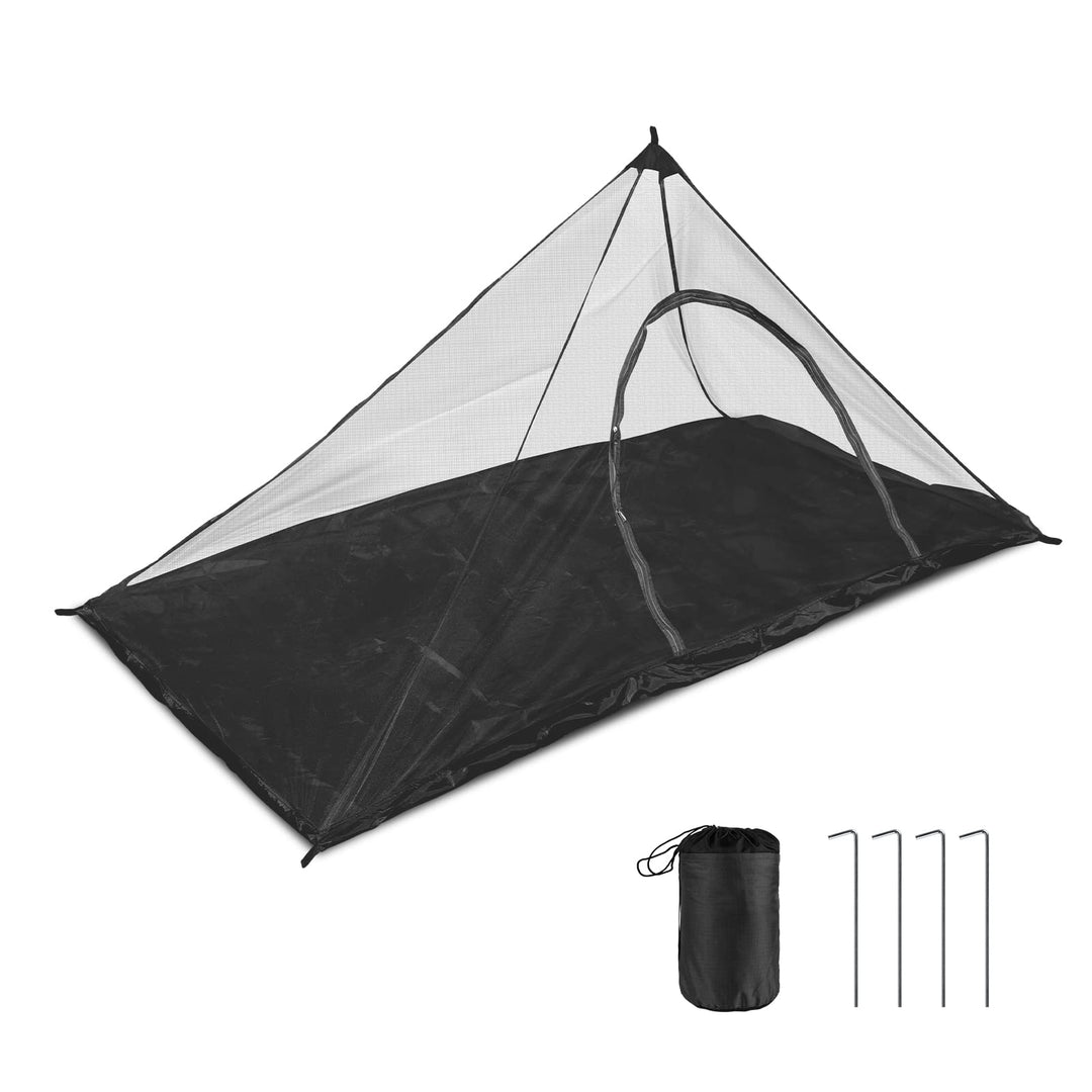 EFUTURETIME Moskitonetz 220×120×100cm Mückennetz mit Reissverschluss Schwarz Schwarz mit Reissversch