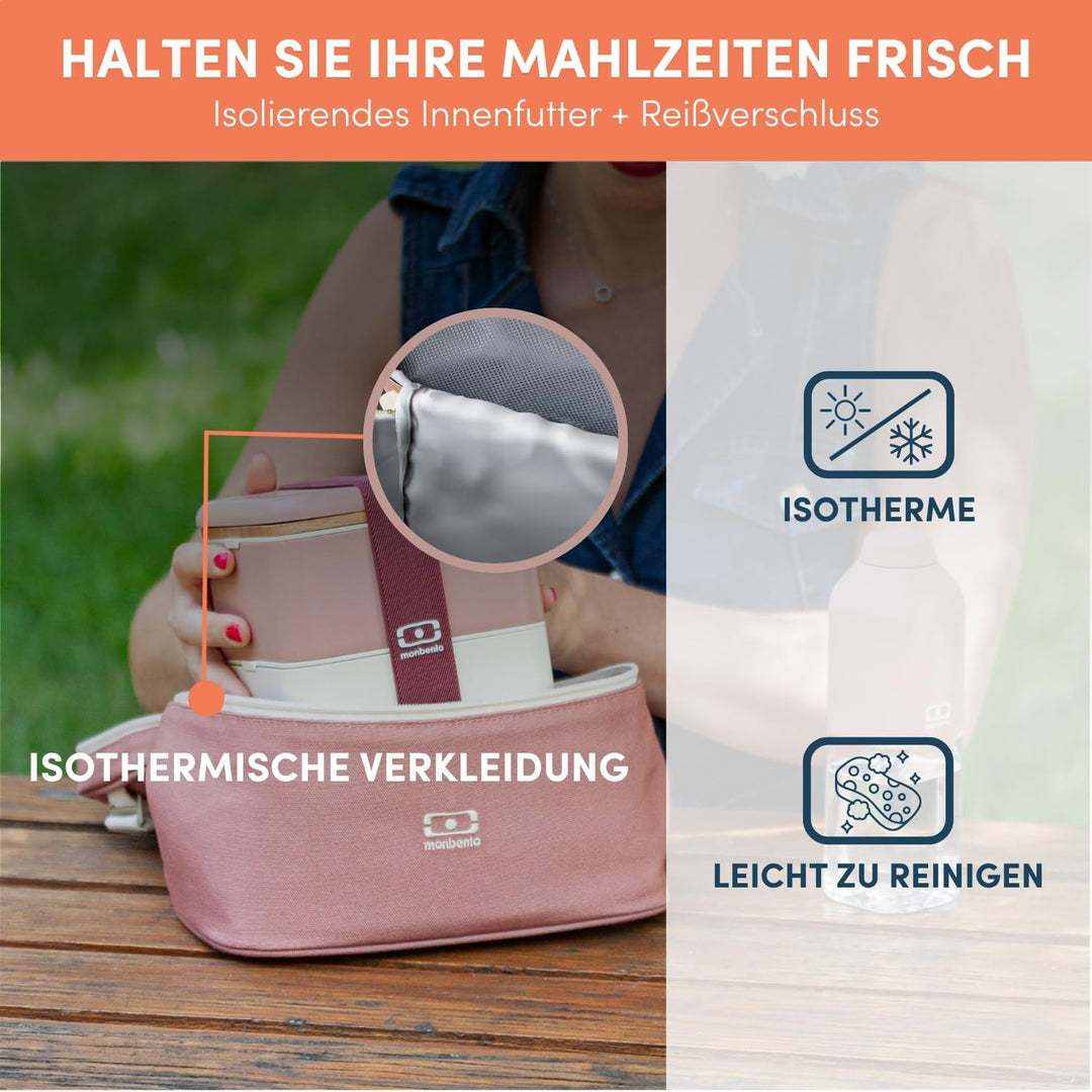 MONBENTO - Kleine Kühltasche für Unterwegs Arctic rosa Moka - Lunch Tasche für Lunchbox, Trinkflasch