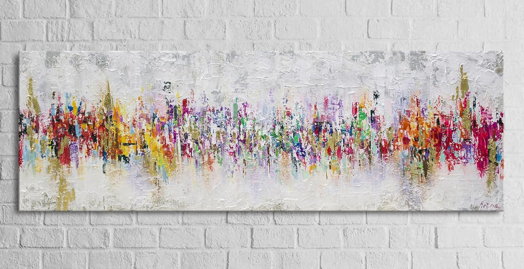 YS-Art Abstrakt Acryl Gemälde auf Leinwand handgemalt Abstraktion II Wandbilder Wohnzimmer moderne f