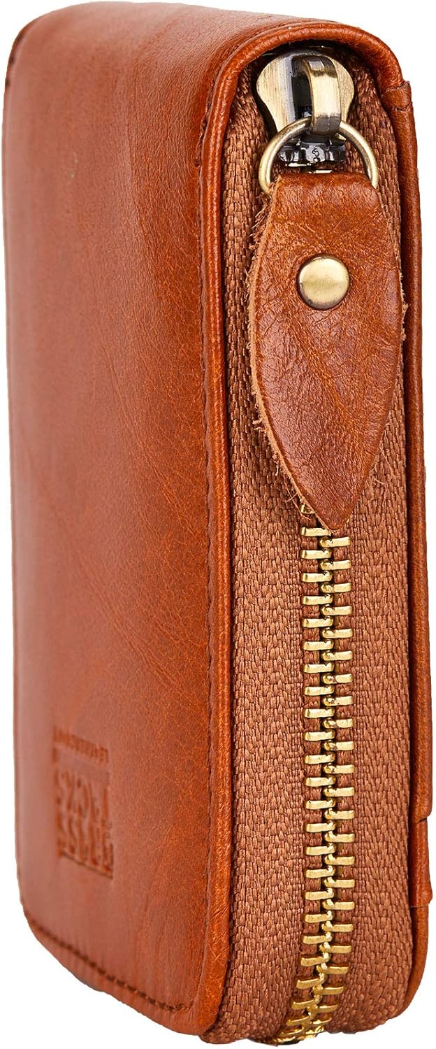 BRASS TACKS Leathercraft Vintage Handwerk Volles Leder Fronttasche Geldbörse RFID-Blocker Portmonaie