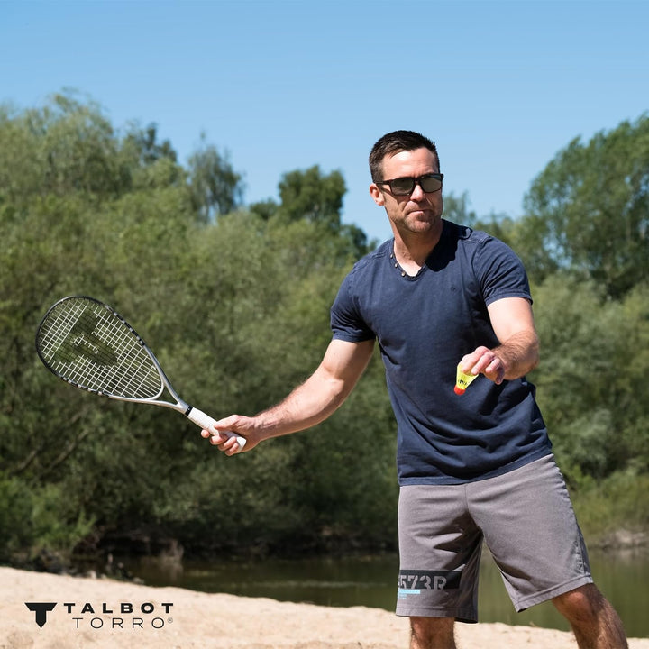Talbot-Torro Speed-Badminton Set Speed 7700, 2 Graphit-Composite Rackets, 6 oder 5 windstabile Feder