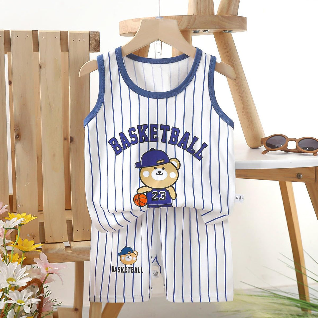 8er Pack Baby Kinder Outfit Set, Ärmelloses Baumwoll Weste + Shorts, Cartoon Print Jungen Mädchen 3