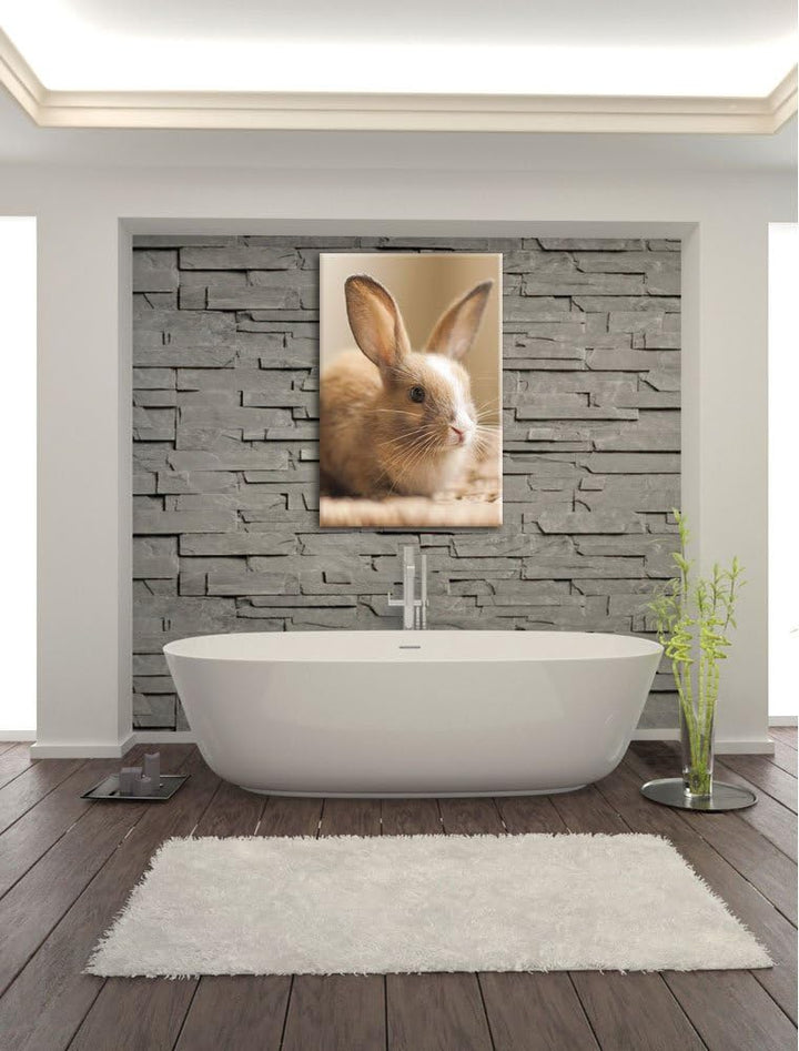 Süsses Kaninchen, Format: 100x70 auf Leinwand, XXL riesige Bilder fertig gerahmt mit Keilrahmen, Kun