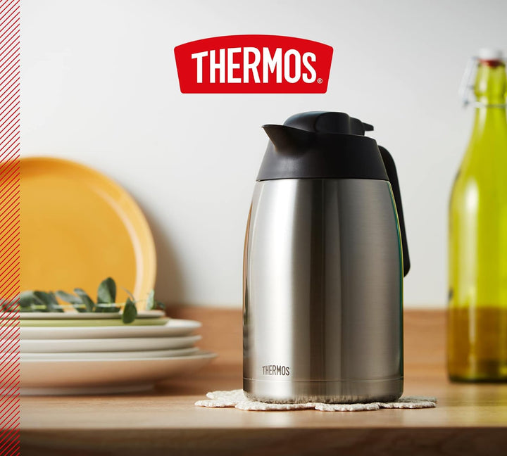 THERMOS Kaffeekanne THV, Thermoskanne Edelstahl 2L, Edelstahleinsatz, grosse Öffnung, spülmaschinenf