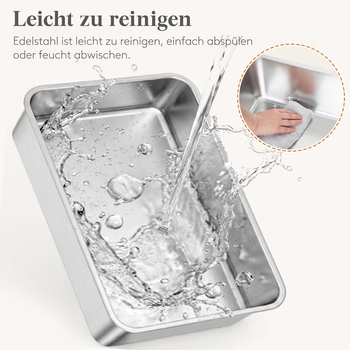 Lifewit Grosse Katzenklo Edelstahl mit Schaufel, Offene Katzentoilette mit hohem Rand für Mittelgros