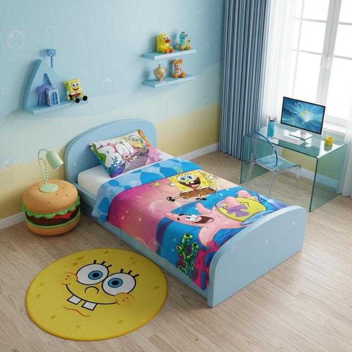 BrandMac Spongebob Schwammkopf Bettwäsche-Set für Kinderbetten | Einzelbett-Bettbezug 140x200 cm mit
