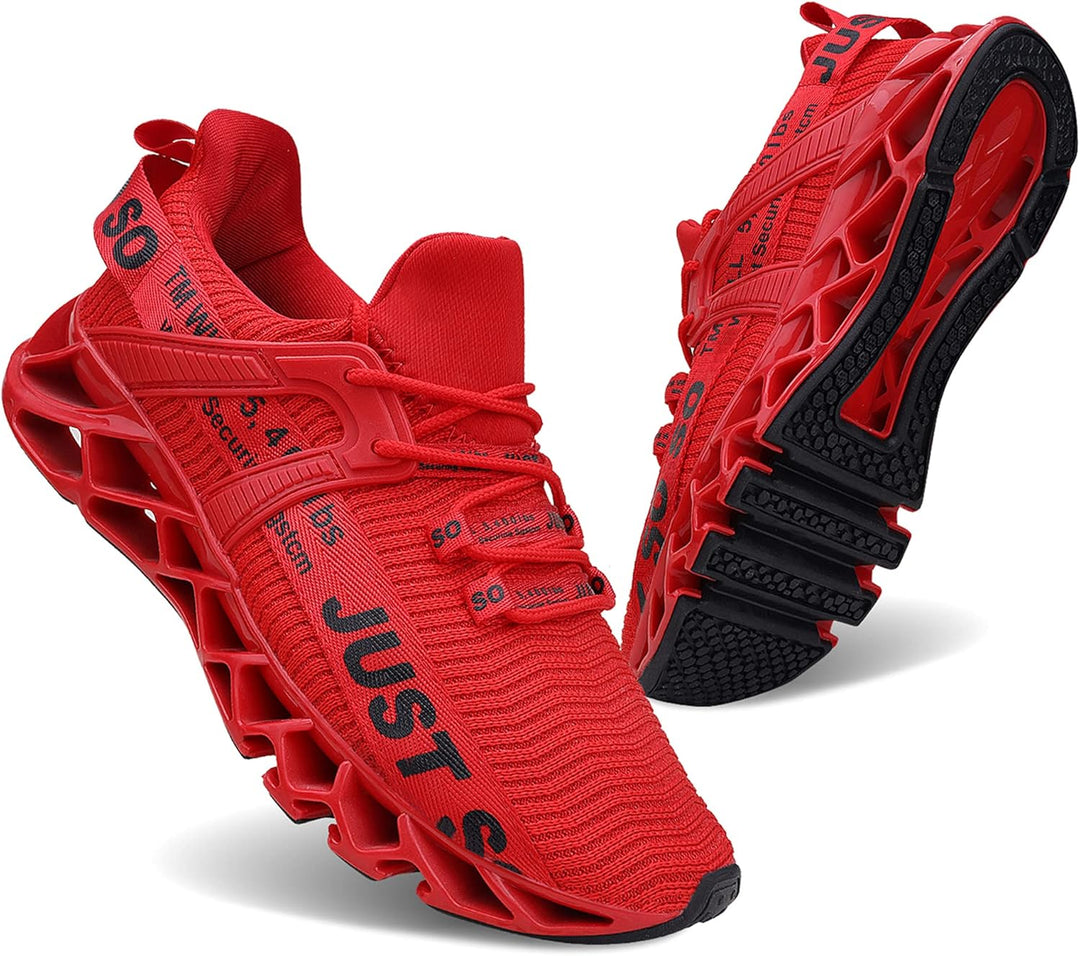 Wonesion Herren Fitness Laufschuhe Atmungsaktiv rutschfeste Mode Sneaker Sportschuhe 42 EU 5 Rot, 42
