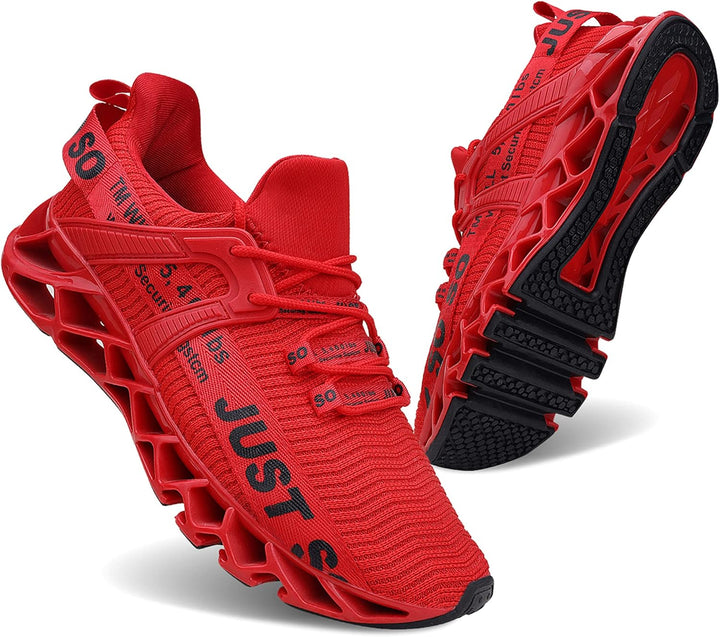 Wonesion Herren Fitness Laufschuhe Atmungsaktiv rutschfeste Mode Sneaker Sportschuhe 42 EU 5 Rot, 42