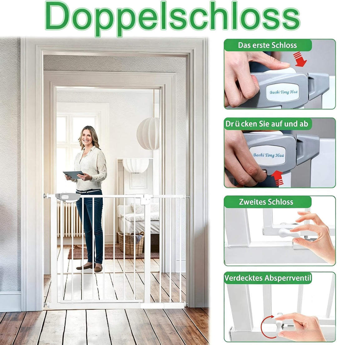 YRHome Türschutzgitter Treppengitter ohne Bohren für Breiten 75-85 cm,180° beidseitig öffnen Autoclo