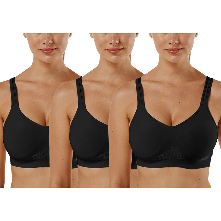 Vertvie Damen 1/2/3er Set Sport BH Einfarbig Ohne Bügel Bustier Klassische Bequem Stretch Bra Mittle