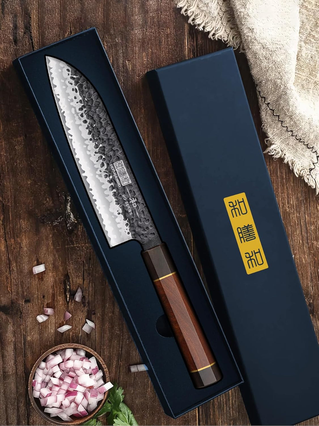 HOSHANHO Santoku Messer 18cm Handgeschmiedetes Kochmesser, Santokumesser Scharfe Messerklinge Küchen