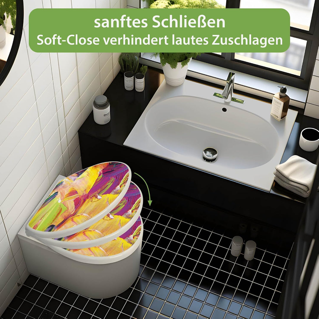 banjado Toilettendeckel mit Absenkautomatik 44,5x37cm - Soft Close Toilettensitz - WC Sitz mit Absen