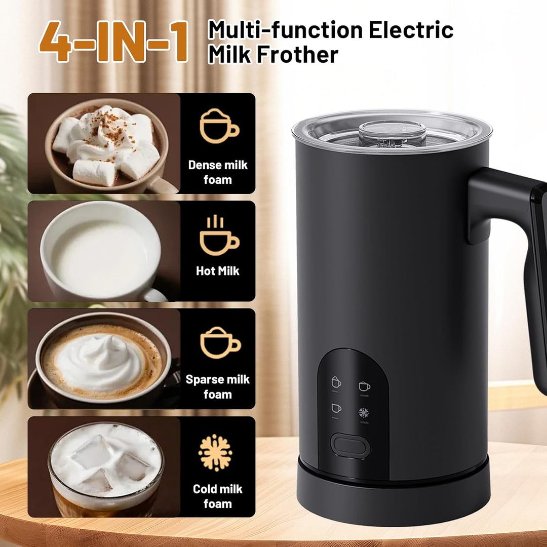 Milchaufschäumer Elektrisch 4-in-1, 580ml Milchwärmer Milchschaum Heiss/Kalt, Milchwärmer & Kakaomas