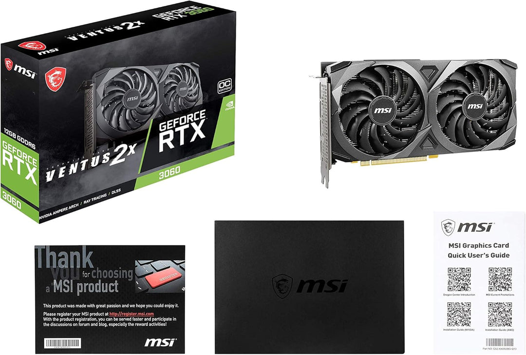 MSI GeForce RTX 3060 VENTUS 2X 12G OC, Gaming Grafikkarte - NVIDIA RTX 3060, 12GB GDDR6 Speicher, 19