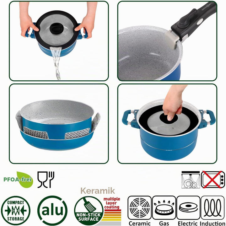BRUNNER Camping Kochgeschirr-Set Keramik (Töpfe und Pfannen) – ø 20, 22 oder 24-cm Carezza NG - 2 bi