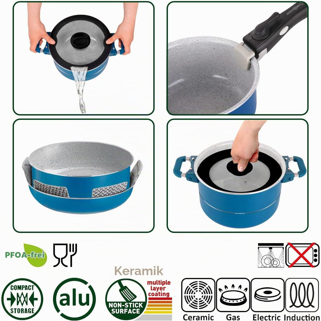 BRUNNER Camping Kochgeschirr-Set Keramik (Töpfe und Pfannen) – ø 20, 22 oder 24-cm Carezza NG - 2 bi