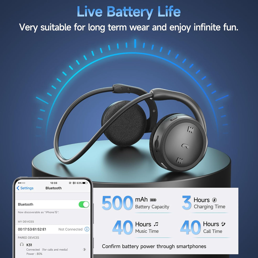 Kabellose Kopfhörer Bluetooth 5.0-Kopfhörer Sport mit Sprachanruf/HiFi Stereo Mikrofon, Headset Blue