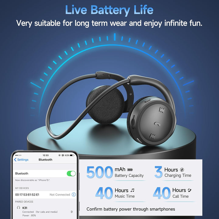 Kabellose Kopfhörer Bluetooth 5.0-Kopfhörer Sport mit Sprachanruf/HiFi Stereo Mikrofon, Headset Blue