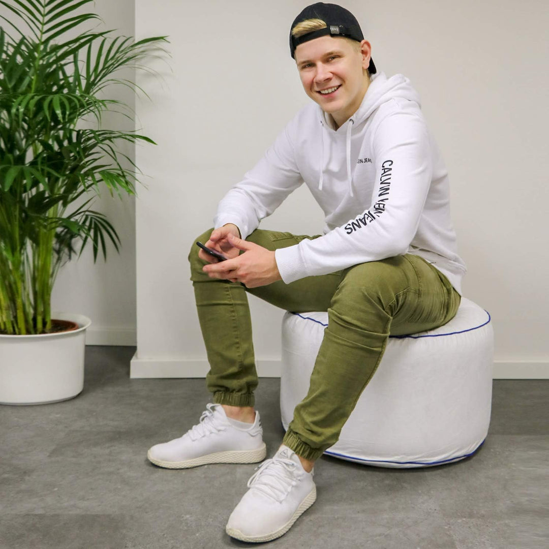 Tronje aufblasbarer LED Sitz-Hocker Ø60cm Puff bis 120kg Farbwechsel FB 18 LEDs Outdoor Fusshocker F