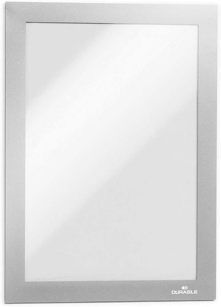 Durable Info-Rahmen Duraframe (A5, selbstklebend mit Magnetverschluss) 10 Stück, silber, 488123 A5 S