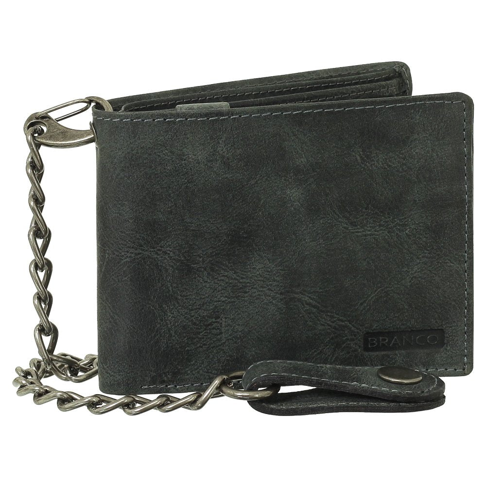 Ledershop24 Luxus Leder Bikerbörse mit Kette Geldbörse Portemonnaie Geldbeutel 12,5 cm vers. Farben
