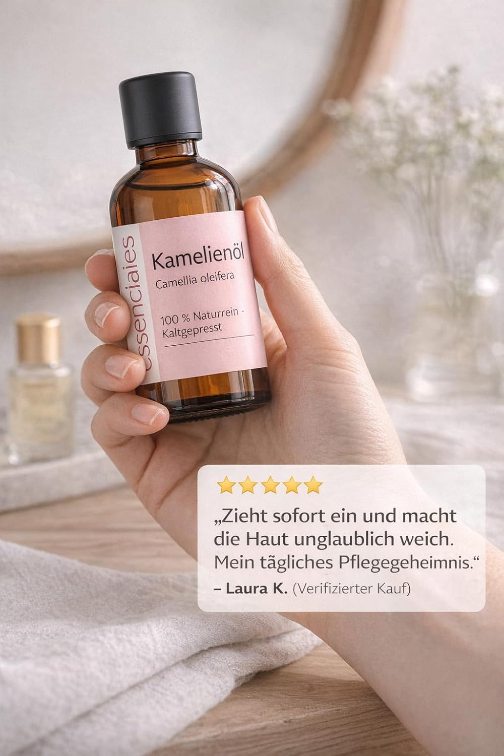 Kamelienöl Bio 100 Prozent Rein Kaltgepresst + Camellia Oleifera Öl Für Hautpflege Anti Aging Und Ha