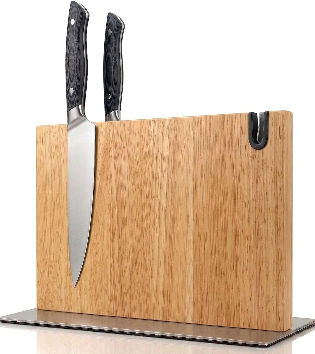 Magnetischer messerblock XL aus Holz mit Messerschärfer. Universal Messerhalter magnetisch ohne Mess